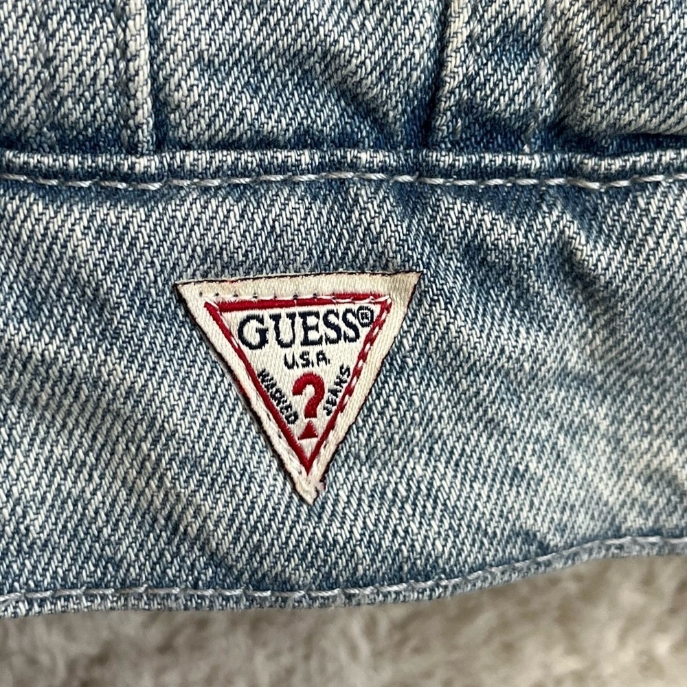 Guess Fleece Lined Denim Trucker Jacket Sz M Jeans Boho Light Wash Unisex - Picture 4 of 16